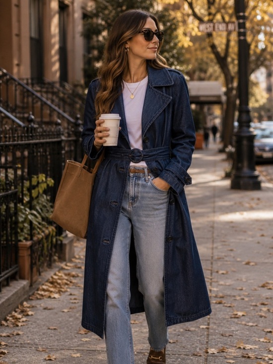 GAP Jackets & Blazers - GAP Y2K Vintage Denim Dark Wash Women’s Blue Belted Women’s Trench Coat Sz XS